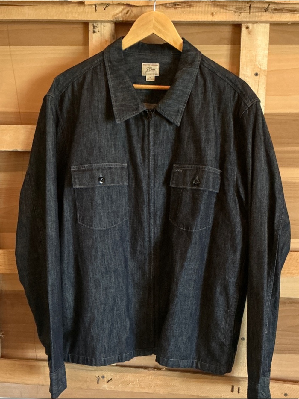 J. Crew Dark Indigo Denim Zip Shirt Jacket